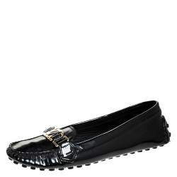 Pre Owned Louis Vuitton Black Patent Leather Oxford Loafers Size 38.5