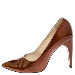 Louis vuitton Bronze Patent Leather Pointed Toe Pumps Size 40.5