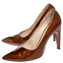 Louis vuitton Bronze Patent Leather Pointed Toe Pumps Size 40.5