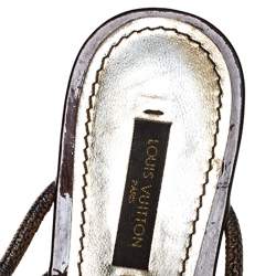 Pre Owned Louis Vuitton Damier Ebene Feel Free Thong Slide Flats Size 37