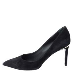 مملوكة مسبقًا Louis Vuitton Black Suede Leather Pointed Toe Pump Size 38