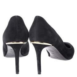 مملوكة مسبقًا Louis Vuitton Black Suede Leather Pointed Toe Pump Size 38