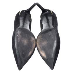 مملوكة مسبقًا Louis Vuitton Black Suede Leather Pointed Toe Pump Size 38