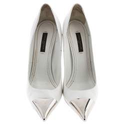 Louis Vuitton White Leather Urban Twist Pointed Toe Pumps Size 37.5