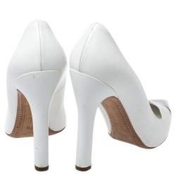 Louis Vuitton White Leather Urban Twist Pointed Toe Pumps Size 37.5