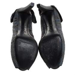 Louis Vuitton Blue/Black Sequin Peep Toe Platform Pumps Size 39