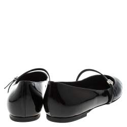 Pre Owned حذاء باليرينا فلات لوي فيتون بطراز ماري جان جلد لامع أسود مقاس 39.5