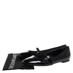 Pre Owned حذاء باليرينا فلات لوي فيتون بطراز ماري جان جلد لامع أسود مقاس 39.5