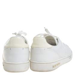 Louis Vuitton White Croc Embossed Leather Frontrow Low Top Sneakers Size 37