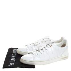 Louis Vuitton White Croc Embossed Leather Frontrow Low Top Sneakers Size 37