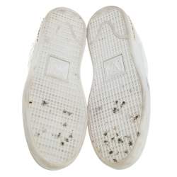 Louis Vuitton White Croc Embossed Leather Frontrow Low Top Sneakers Size 37