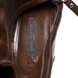 Pre Owned Louis Vuitton Brown Leather Platform Ankle Boots Size 37.5