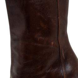 Pre Owned Louis Vuitton Brown Leather Platform Ankle Boots Size 37.5