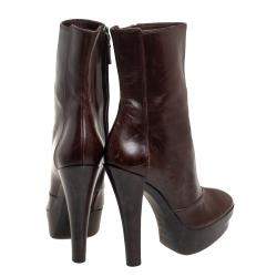 Pre Owned Louis Vuitton Brown Leather Platform Ankle Boots Size 37.5