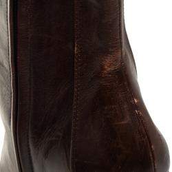 Pre Owned Louis Vuitton Brown Leather Platform Ankle Boots Size 37.5