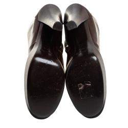 Pre Owned Louis Vuitton Brown Leather Platform Ankle Boots Size 37.5