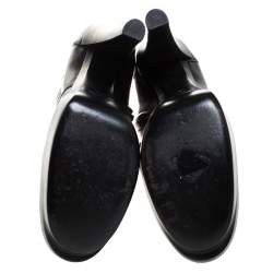 Pre Owned Louis Vuitton Black Leather Platform Ankle Booties Size 37.5