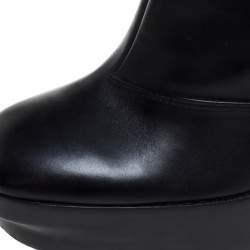 Pre Owned Louis Vuitton Black Leather Platform Ankle Booties Size 37.5