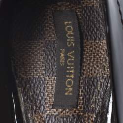 Pre Owned Louis Vuitton Dark Brown Vernis Leather Dice Peep Toe Platform Pumps Size 36