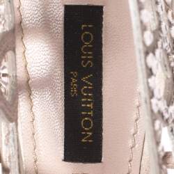 Pre Owned Louis Vuitton Beige Satin And Suede Crystal Embellished Cut Out Sandals Size 36