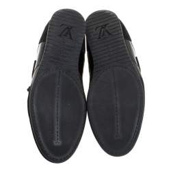 Pre Owned Louis Vuitton Black Leather and Suede Lace Low Top Sneakers Size 40