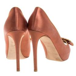 Louis Vuitton Bronze Satin Music Hall Open Toe Pumps Size 38