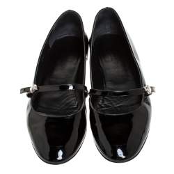 Pre Owned Louis Vuitton Black Patent Leather Mary Jane Ballet Flats Size 39.5