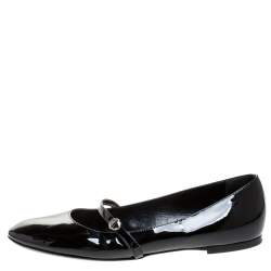 Pre Owned Louis Vuitton Black Patent Leather Mary Jane Ballet Flats Size 39.5