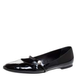 Pre Owned Louis Vuitton Black Patent Leather Mary Jane Ballet Flats Size 39.5