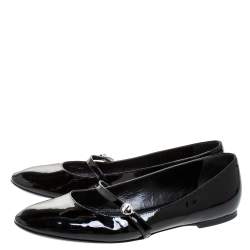 Pre Owned Louis Vuitton Black Patent Leather Mary Jane Ballet Flats Size 39.5