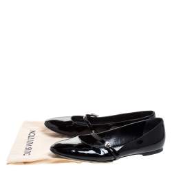Pre Owned Louis Vuitton Black Patent Leather Mary Jane Ballet Flats Size 39.5