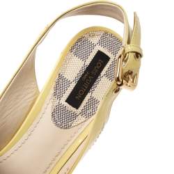 Louis Vuitton Yellow Patent Leather New Saint Honore Slingback Platfrom Sandals Size 36