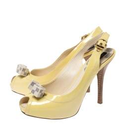 Louis Vuitton Yellow Patent Leather New Saint Honore Slingback Platfrom Sandals Size 36