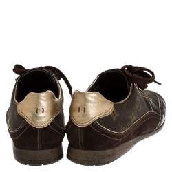 Louis Vuitton Brown Monogram Canvas and Suede Low Top Sneakers Size 38