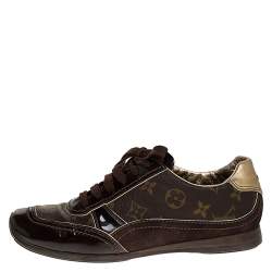 Louis Vuitton Brown Monogram Canvas and Suede Low Top Sneakers Size 38