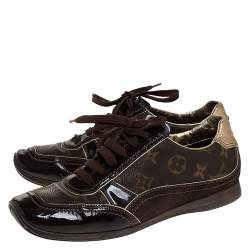 Louis Vuitton Brown Monogram Canvas and Suede Low Top Sneakers Size 38