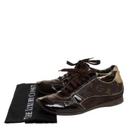 Louis Vuitton Brown Monogram Canvas and Suede Low Top Sneakers Size 38