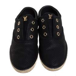 Louis Vuitton Black Leather Laceless Espadrille Sneakers Size 38.5