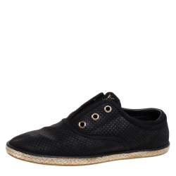 Louis Vuitton Black Leather Laceless Espadrille Sneakers Size 38.5
