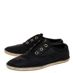 Louis Vuitton Black Leather Laceless Espadrille Sneakers Size 38.5