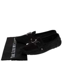 Pre Owned حذاء لوفرز أوكسفورد لوي فيتون سويدي أخضر و أسود مقاس 37.5