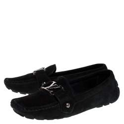 Pre Owned حذاء لوفرز أوكسفورد لوي فيتون سويدي أخضر و أسود مقاس 37.5