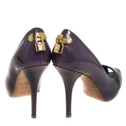 مملوكة مسبقًا حذاء كعب عالي لوي فيتون "او ريالي !" بمقدمة مفتوحة و بنعل سميك جلد لامع بنفسجي مقاس 38.5