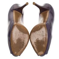 مملوكة مسبقًا حذاء كعب عالي لوي فيتون "او ريالي !" بمقدمة مفتوحة و بنعل سميك جلد لامع بنفسجي مقاس 38.5