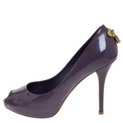 مملوكة مسبقًا حذاء كعب عالي لوي فيتون "او ريالي !" بمقدمة مفتوحة و بنعل سميك جلد لامع بنفسجي مقاس 38.5