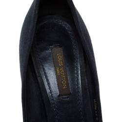 Pre Owned حذاء كعب عالي لوي فيتون "كاتانيا" بمقدمة مفتوحة و بنعل سميك سويدي أزرق كحلي مقاس 36