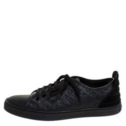 Louis Vuitton Black Monogram Empreinte Leather and Suede Low Top Sneakers Size 37