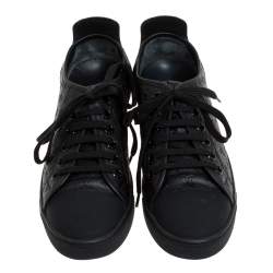 Louis Vuitton Black Monogram Empreinte Leather and Suede Low Top Sneakers Size 37