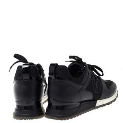 Pre Owned Louis Vuitton Black Perforated Leather Run Away Sneakers Size 38.5