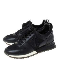 Pre Owned Louis Vuitton Black Perforated Leather Run Away Sneakers Size 38.5